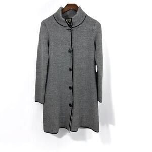 Cocogiò Italian Wool Blend Knit Black and White Soft Long Coat size Small